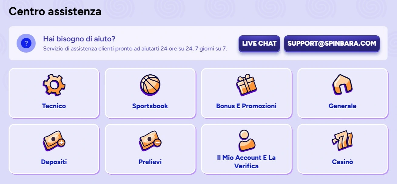 Spin-bara casino centro assistenza it