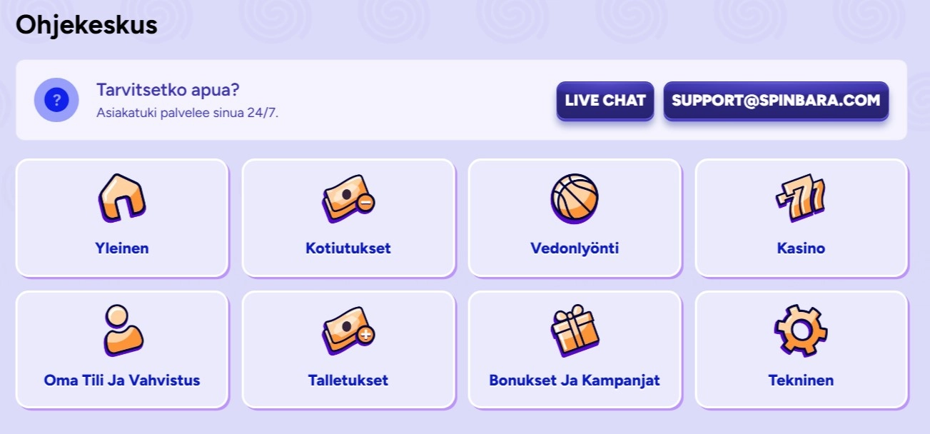 Spin bara casino ohjekeskus fi