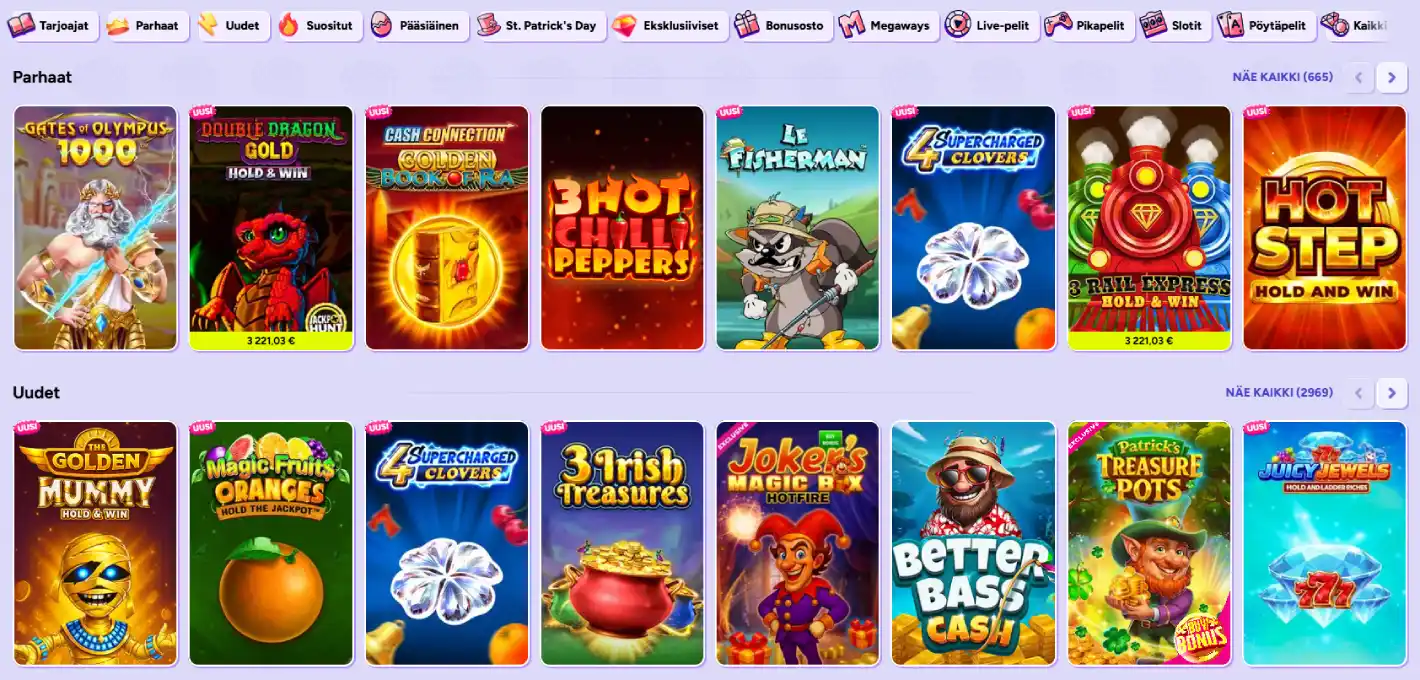 spinbara casino pelivalikoima